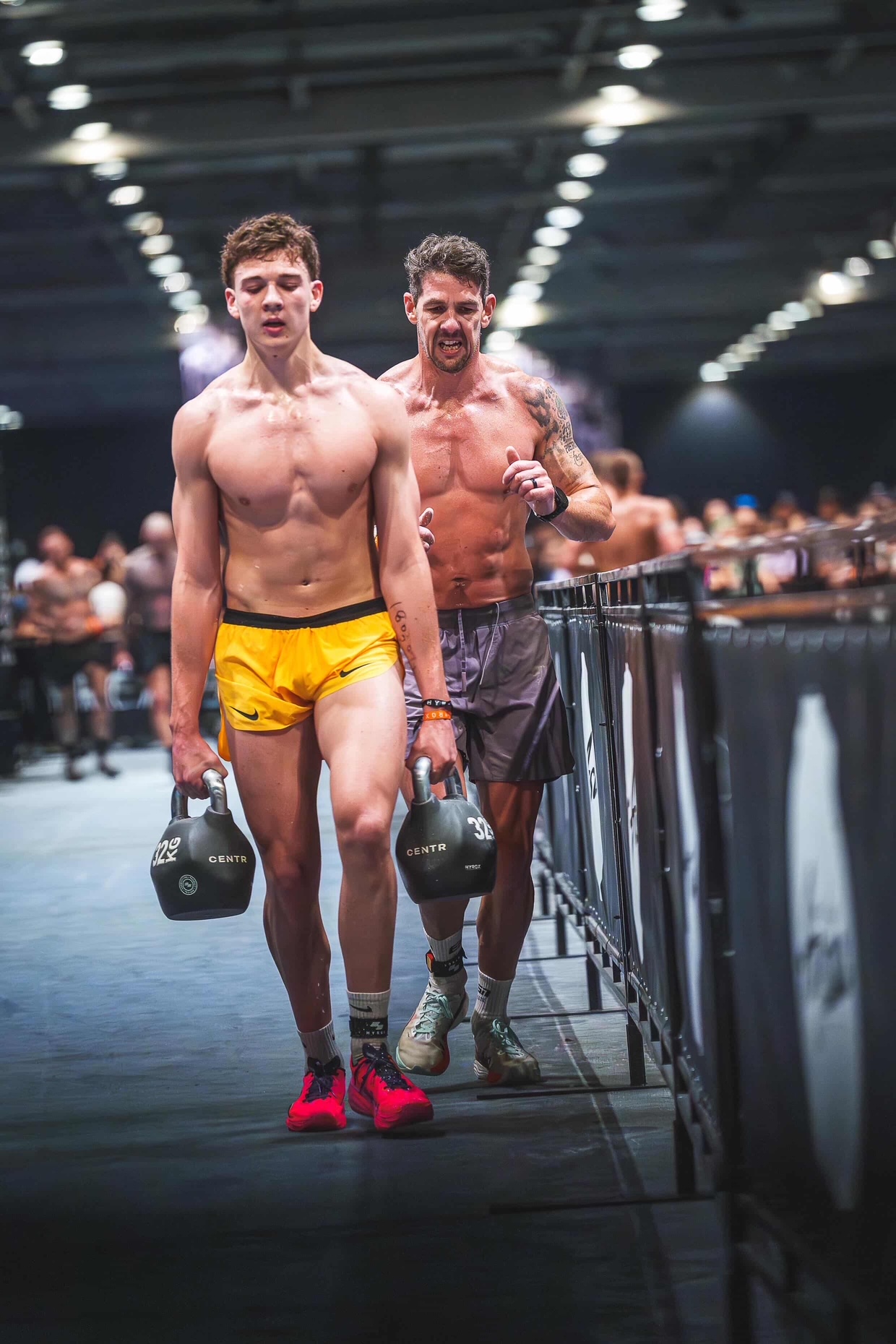 Athletes on the farmers carry